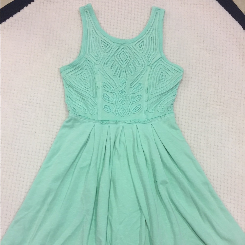 Free People mint green a-line dress with cutout